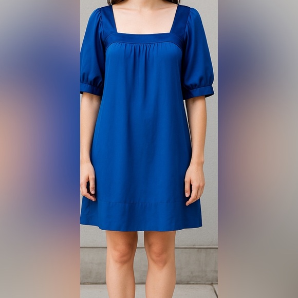 Banana Republic Royal Blue 100% Silk Shift Mini Cocktail Dress Sz Small - Picture 1 of 13